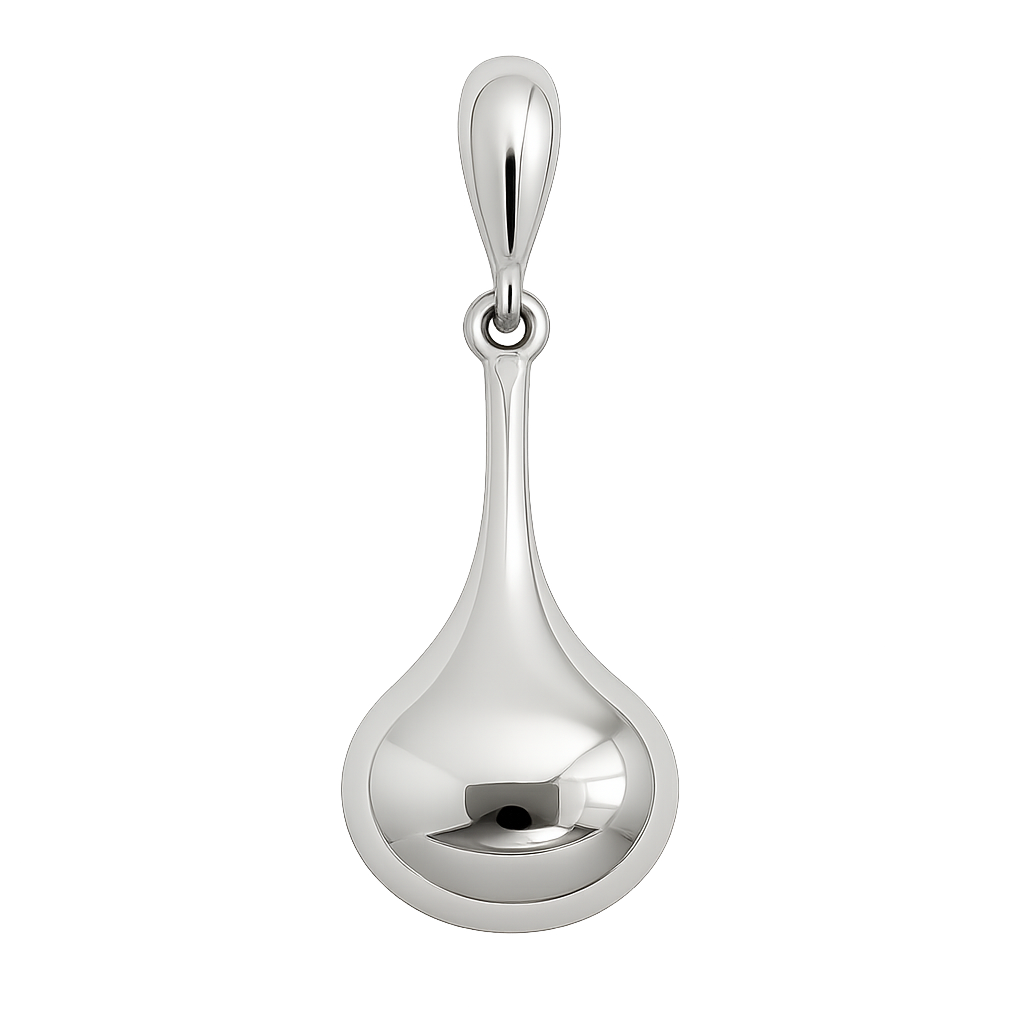 Glossy Crushed Pear Sterling Silver Pendant with Band