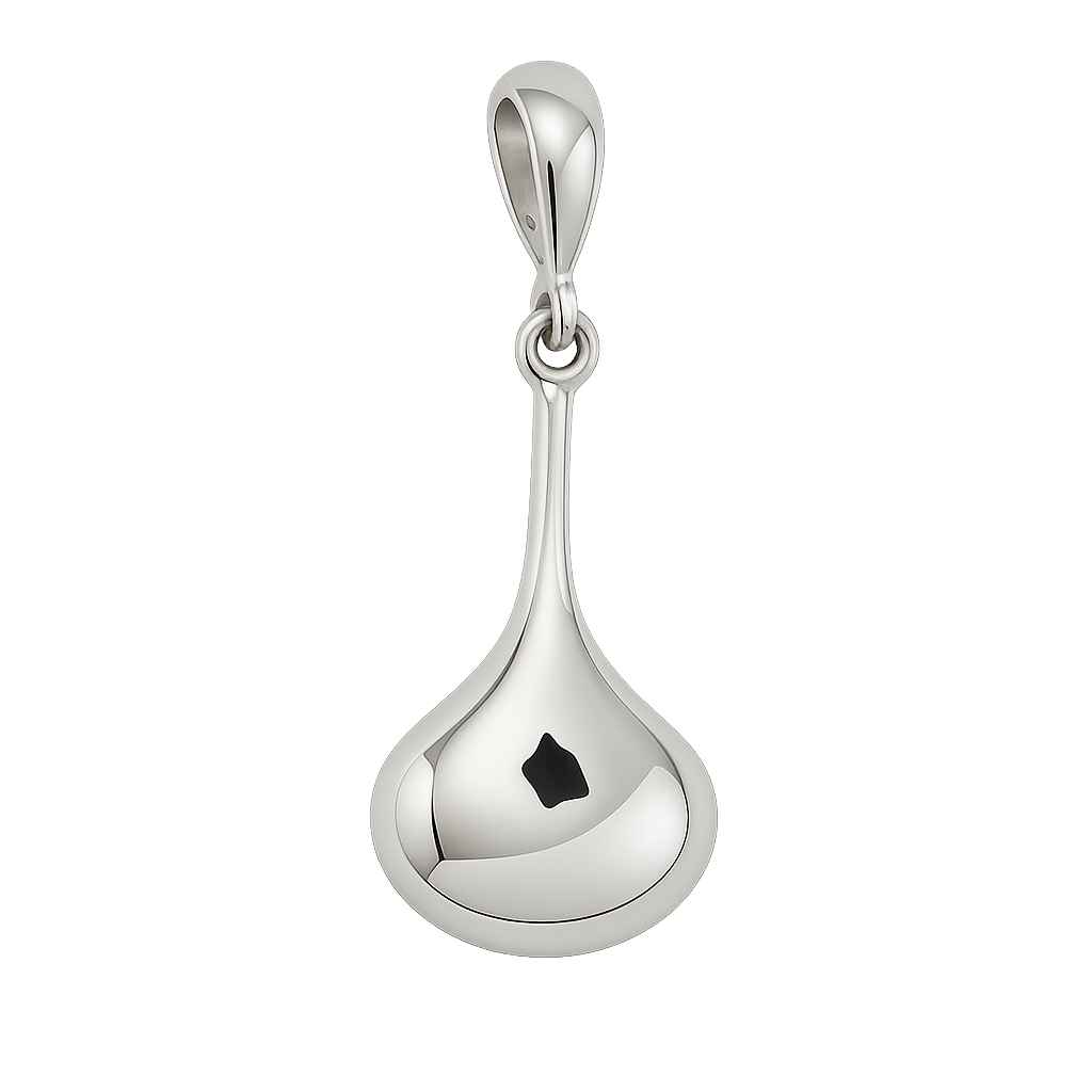 Glossy Crushed Pear Sterling Silver Pendant with Band