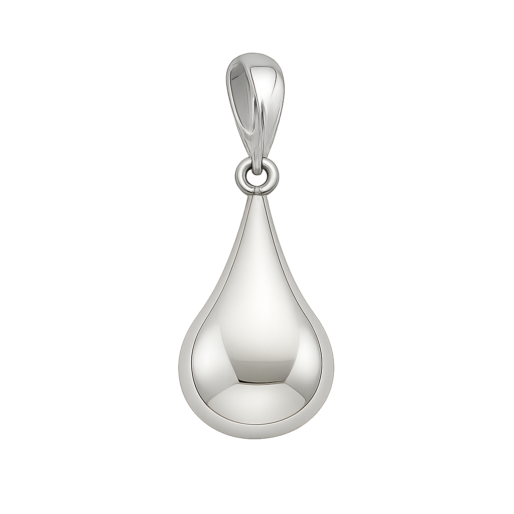 Sterling Silver PEAR Pendant with Smooth Band