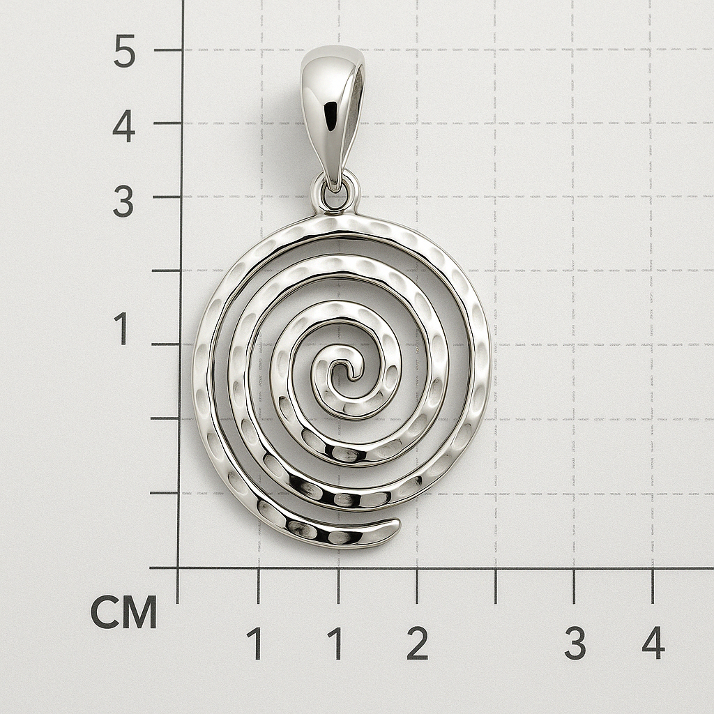 Hammered Spiral Oval Sterling Silver Pendant