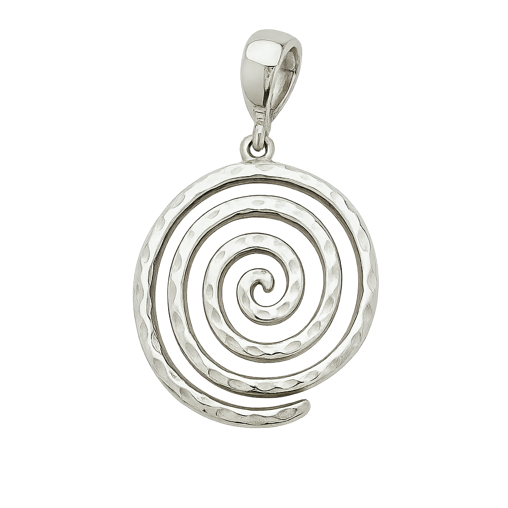 Hammered Spiral Oval Sterling Silver Pendant