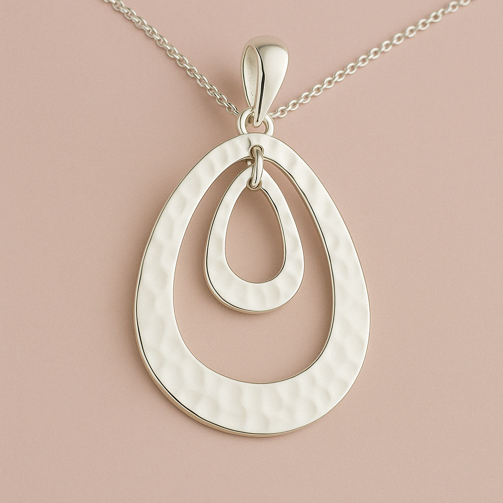 Sterling Silver Double Inclined Open Triangle Slope Pendant