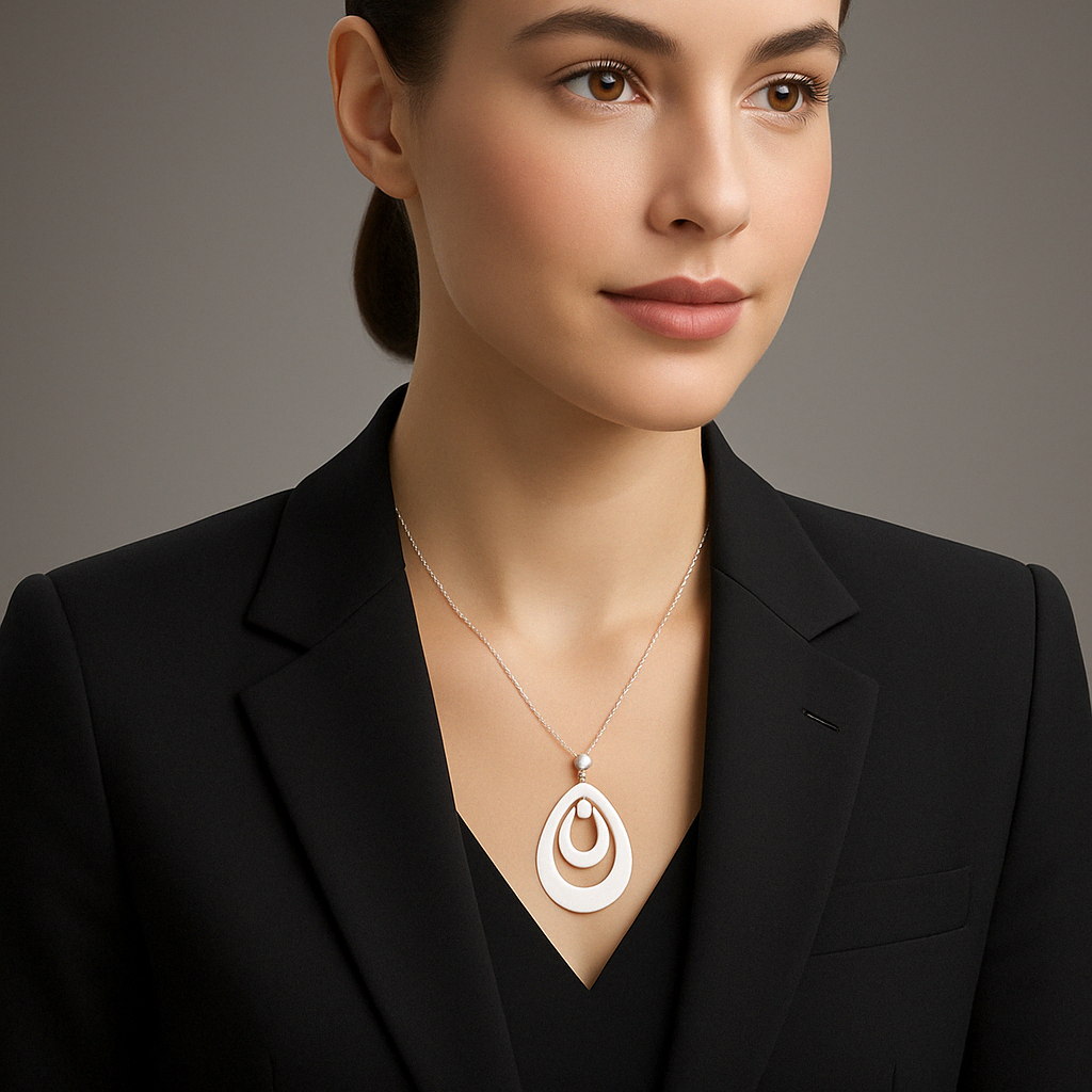 Sterling Silver Double Inclined Open Triangle Slope Pendant