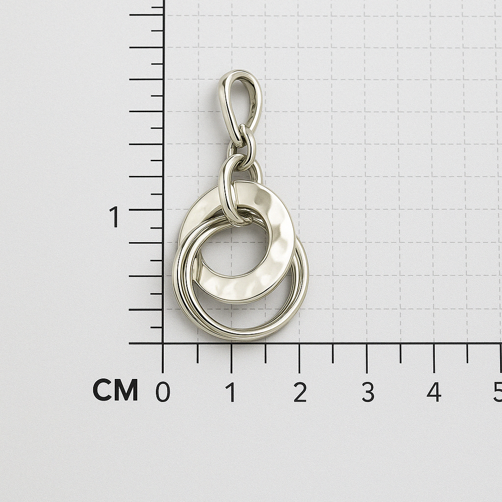 Sterling Silver Mart Round Pendant with Two Wire Hoops