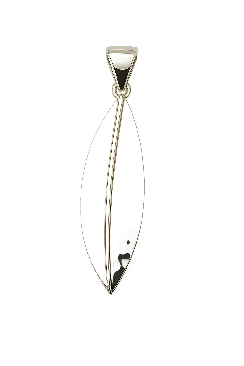 Sterling Silver Large Folded Hammered Leaf Pendant