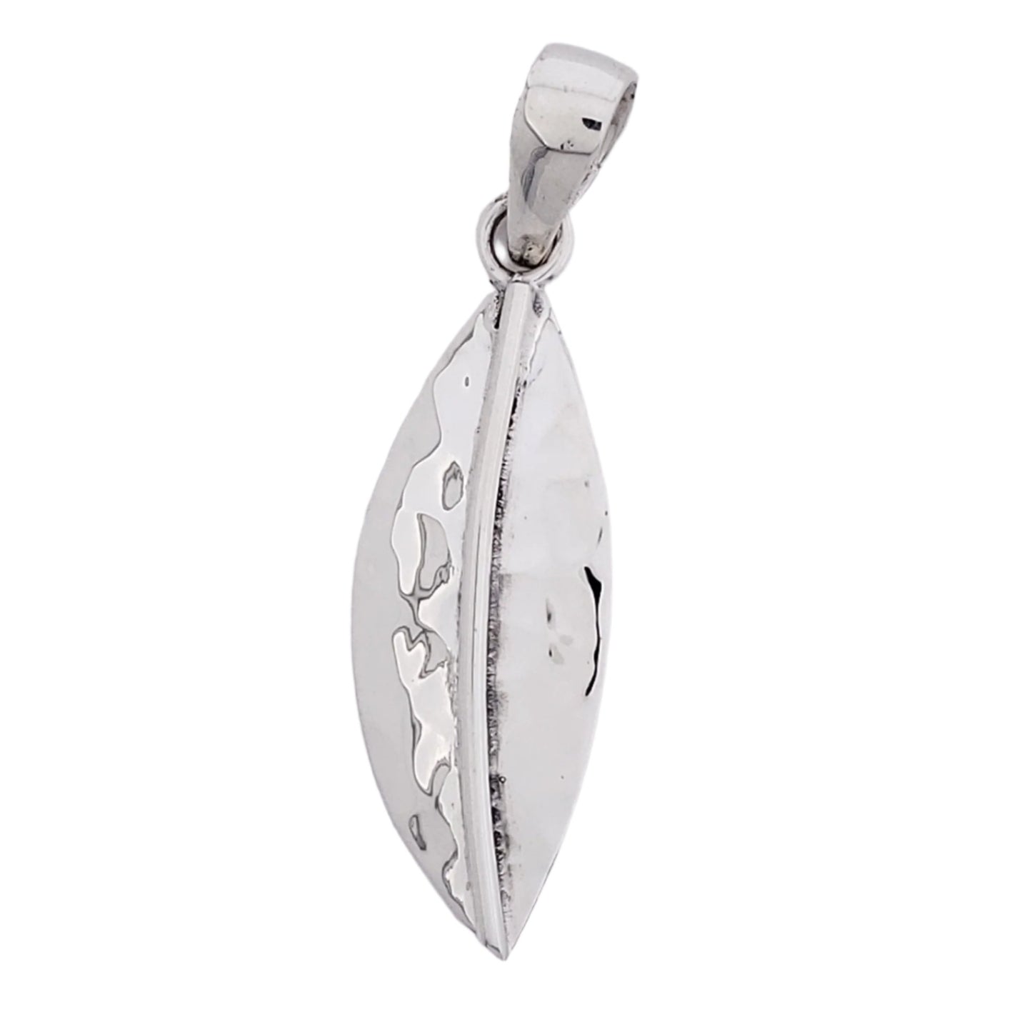 Sterling Silver Hammered Folded Leaf Pendant