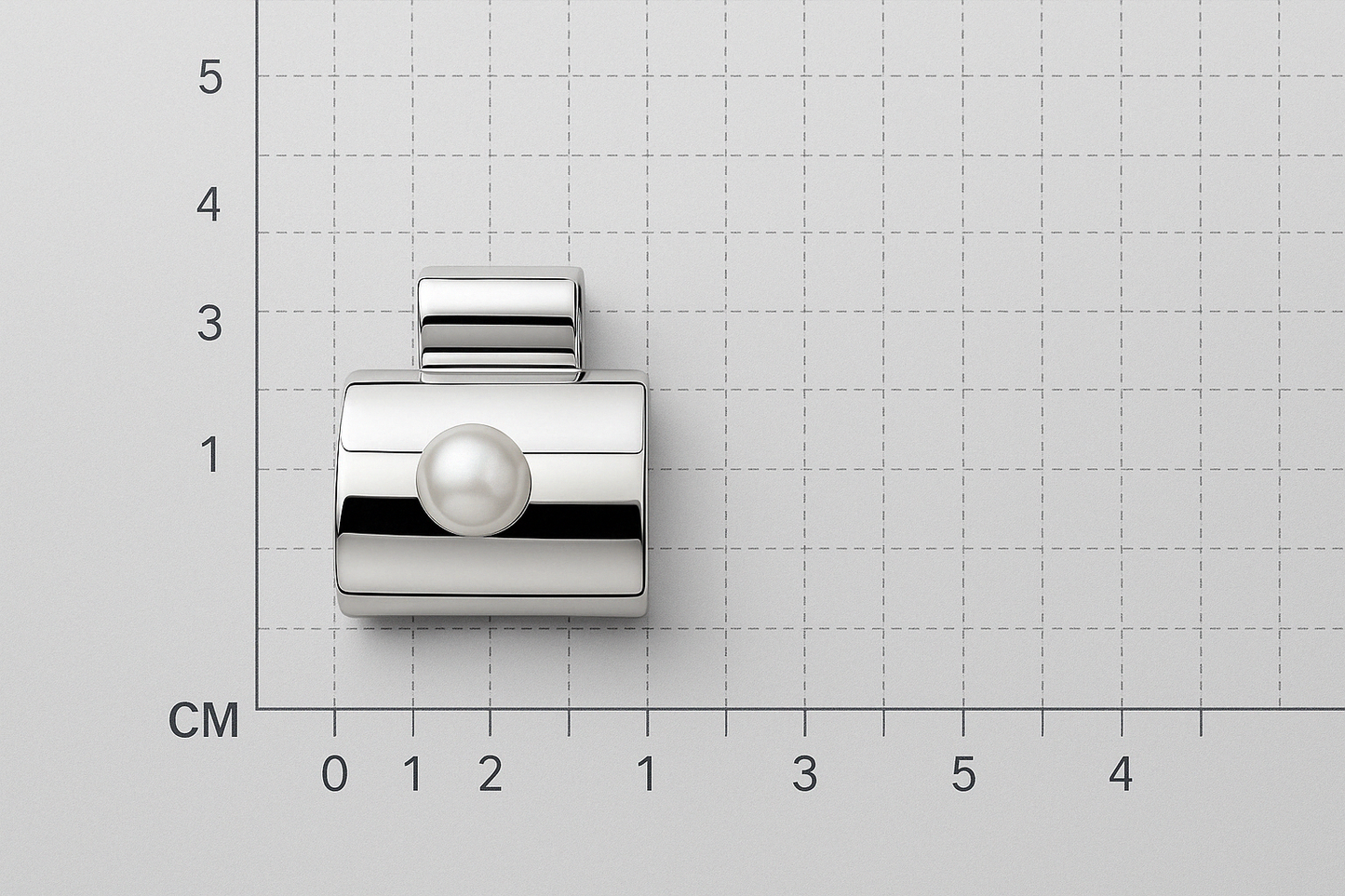 Sterling Silver Smooth Half Moon Square Pendant with Pearl