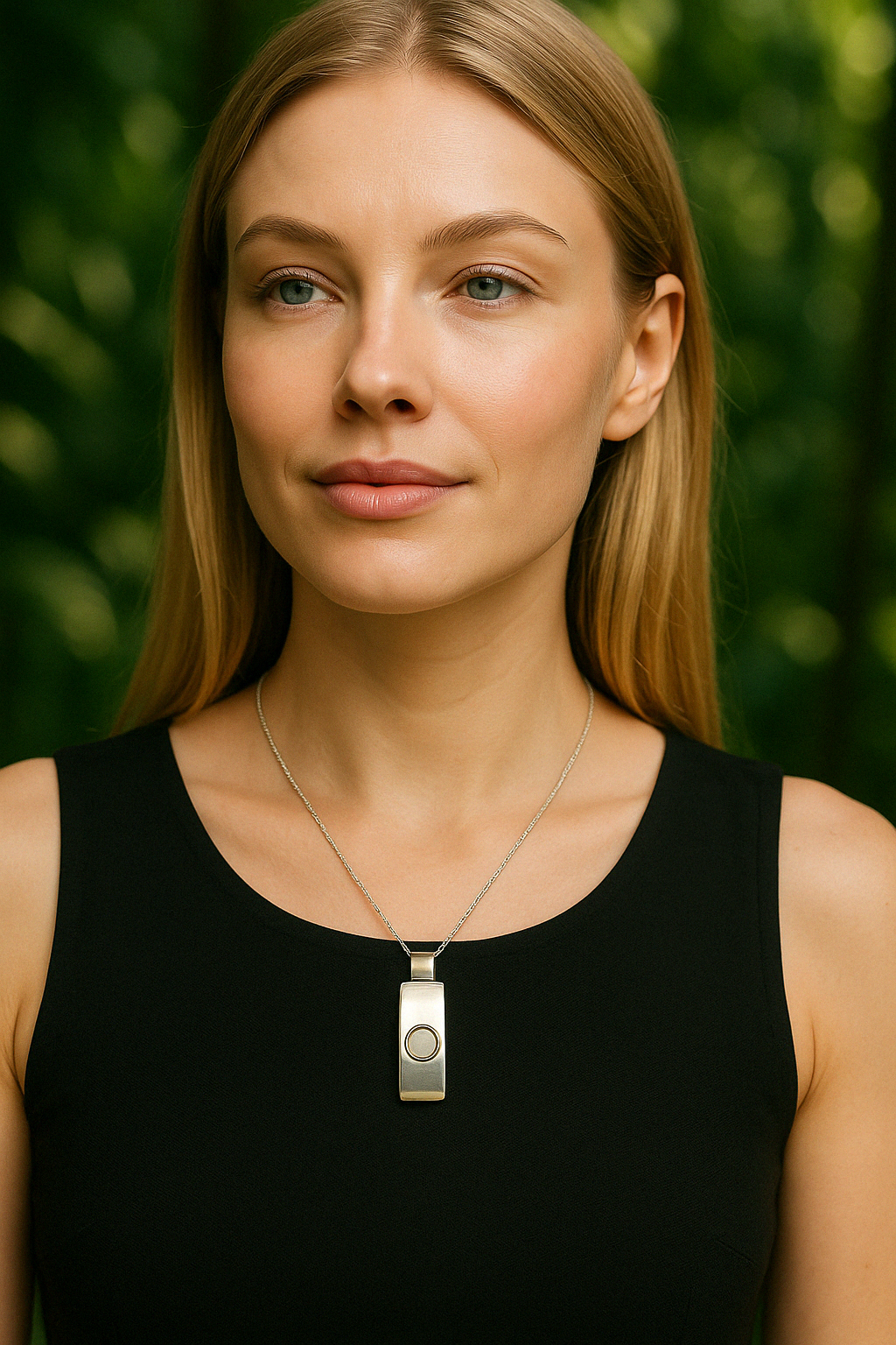 Sterling Silver Smooth Rectangle Pendant with Pearl