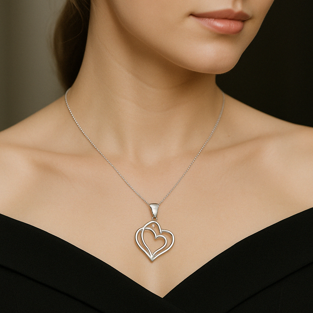 Sterling Silver Double Heart Pendant