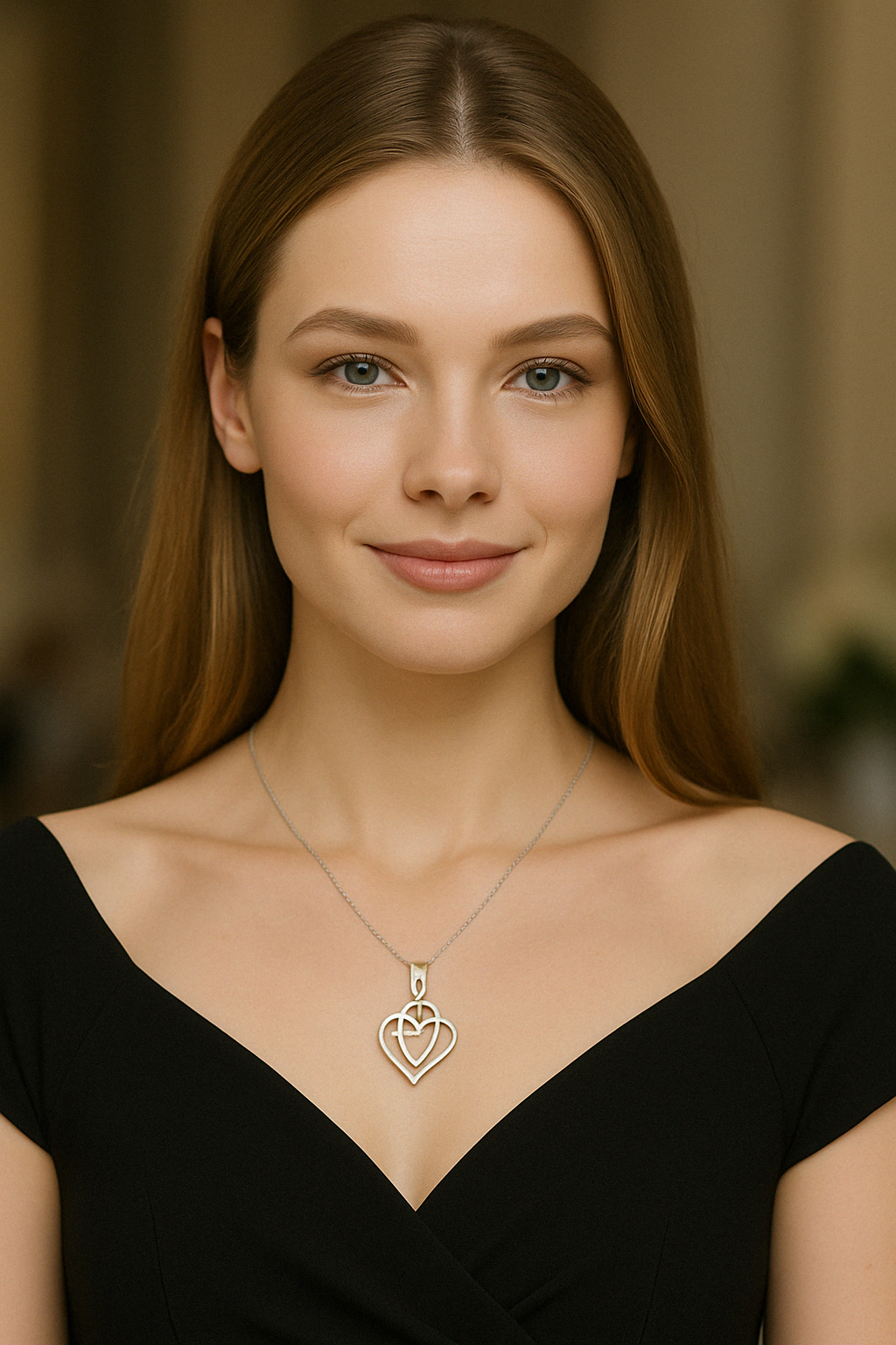 Sterling Silver Double Heart Pendant