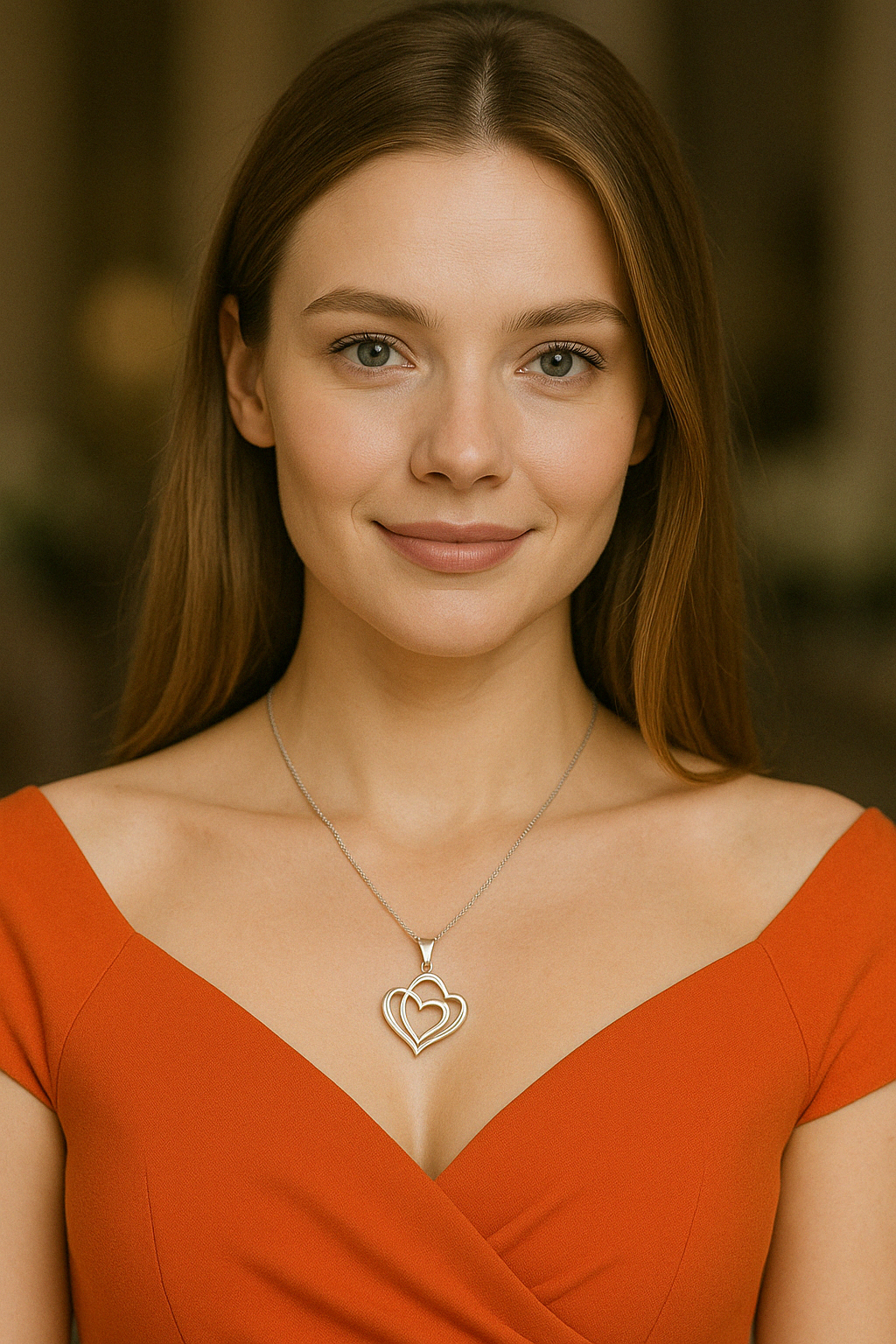 Sterling Silver Double Heart Pendant