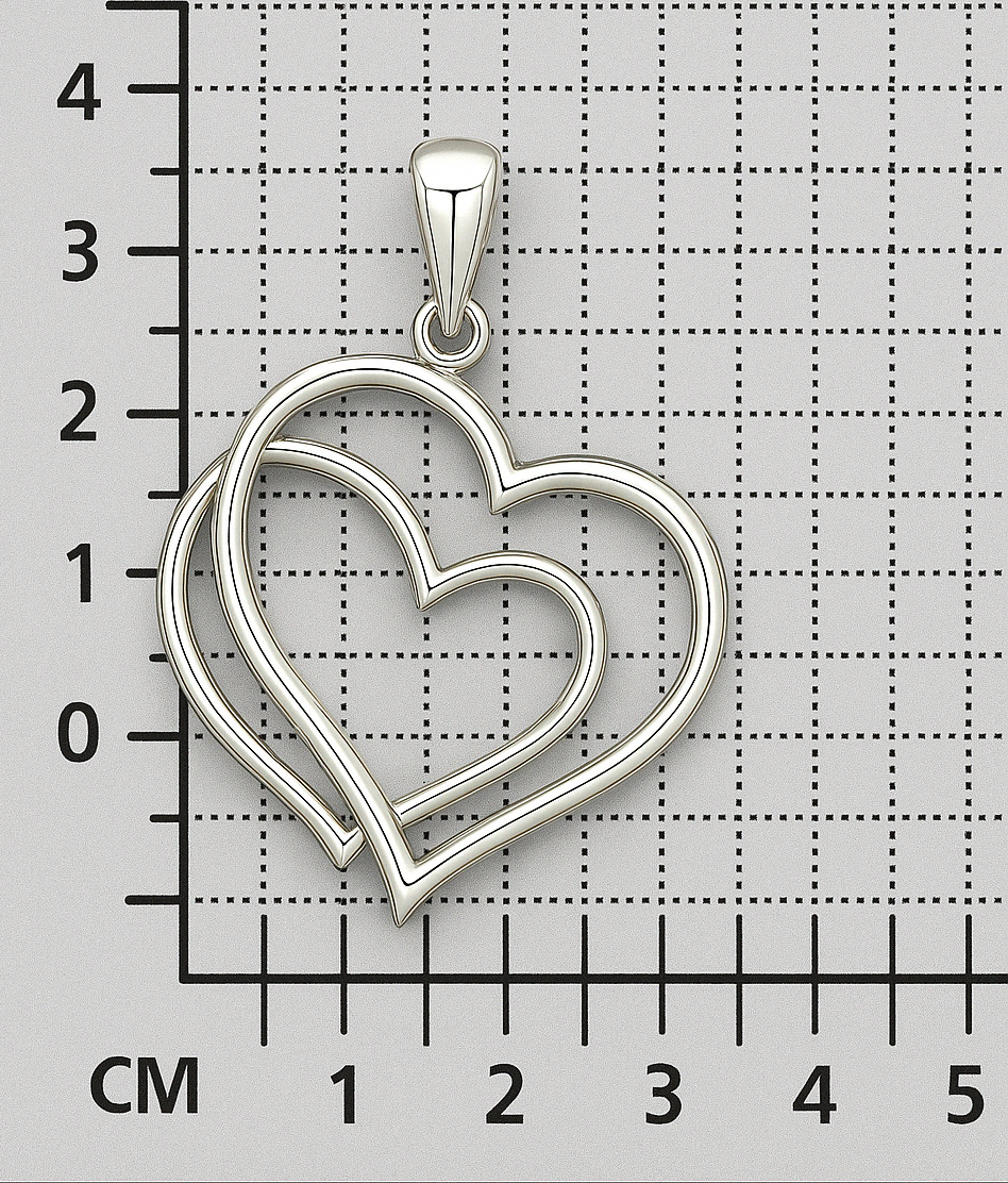 Sterling Silver Double Heart Pendant