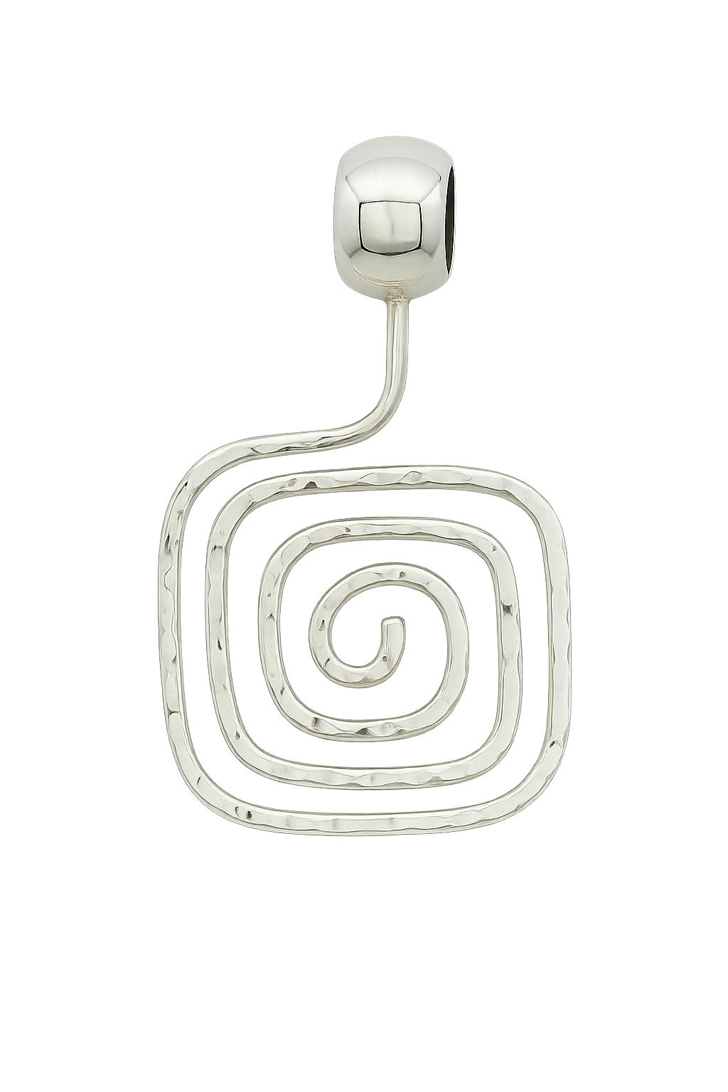 Sterling Silver Square Slope Hammered Labyrinth Pendant