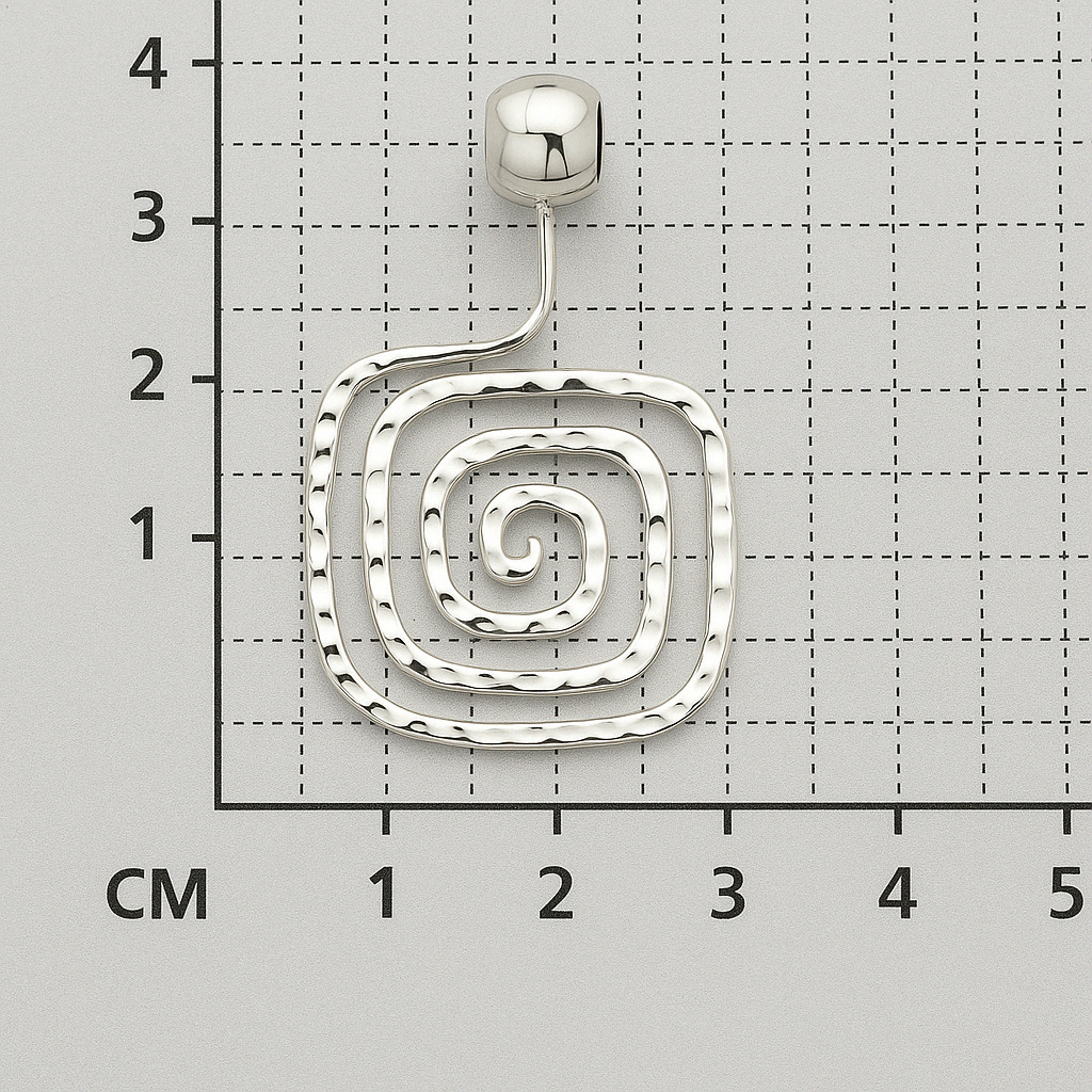 Sterling Silver Square Slope Hammered Labyrinth Pendant