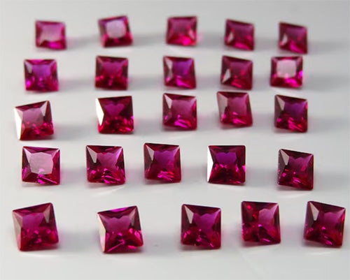Ruby Princess Cut 3x3 mm 7.10 carat 31 Pcs