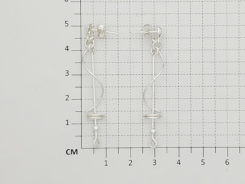 Sterling Silver Stick Earrings with Spring & Half Cap