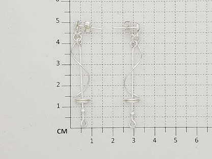 Sterling Silver Stick Earrings with Spring & Half Cap