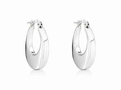 Sterling Silver Gloss Round Basket Earrings