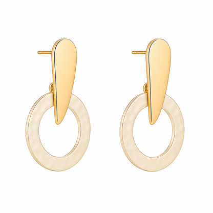 Sterling Silver Hammered Donut Earrings with Tumbaga – Two-Tone Elegance