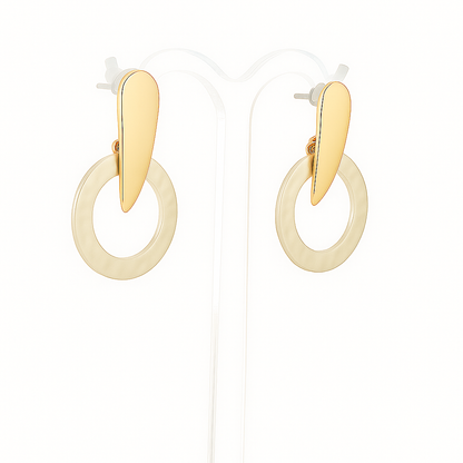 Sterling Silver Hammered Donut Earrings with Tumbaga – Two-Tone Elegance