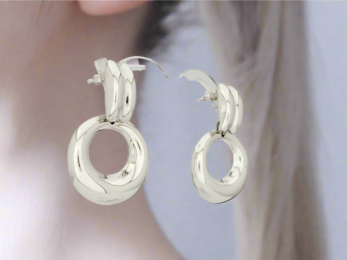 Sterling Silver Smooth Dona Earrings with Double Brightness