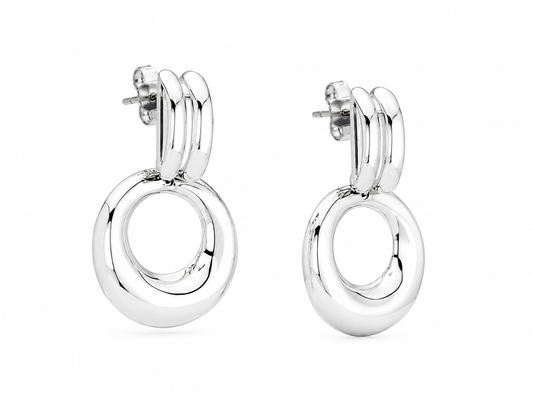Sterling Silver Smooth Dona Earrings with Double Brightness