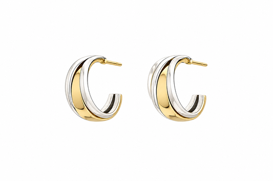 Sterling Silver Smooth Uneven Drops with Tumbaga - Two-Tone Earrings
