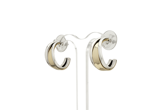 Sterling Silver Smooth Uneven Drops with Tumbaga - Two-Tone Earrings