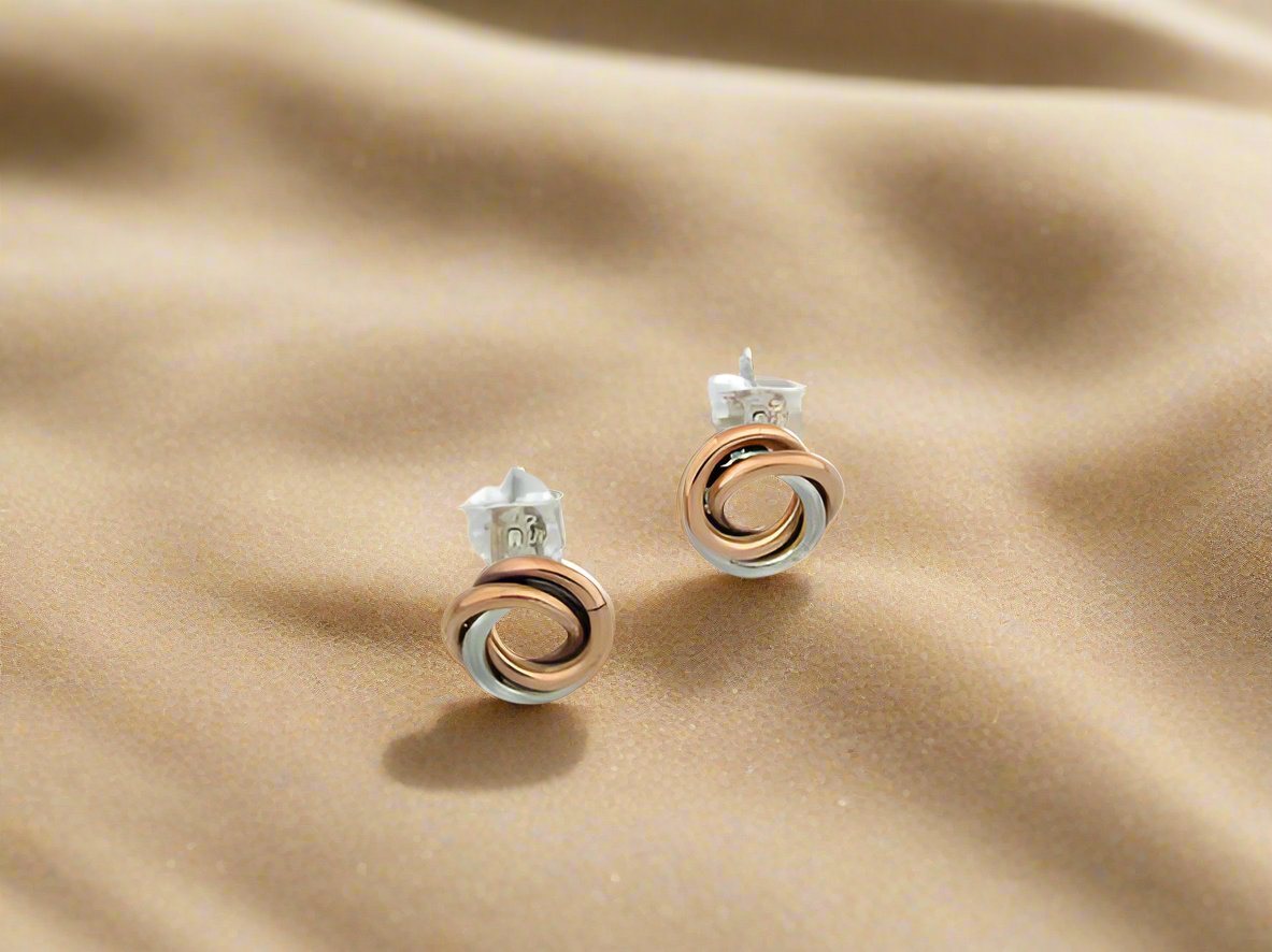 Sterling Silver Boy Linked Two-Tone Hoop Earrings