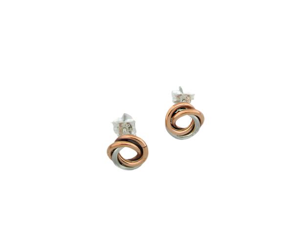 Sterling Silver Boy Linked Two-Tone Hoop Earrings