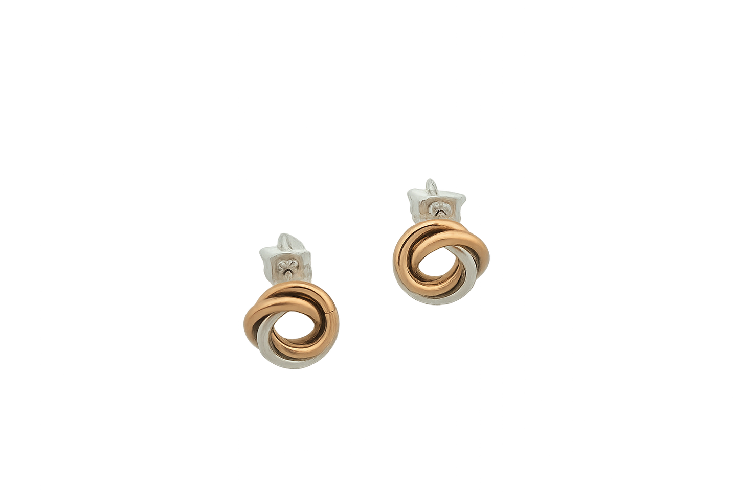Sterling Silver Boy Linked Two-Tone Hoop Earrings