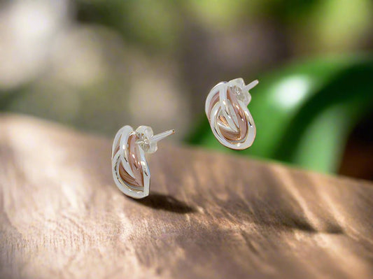 Sterling Silver Triple Intertwined Wire Earrings – Smooth Oval Design