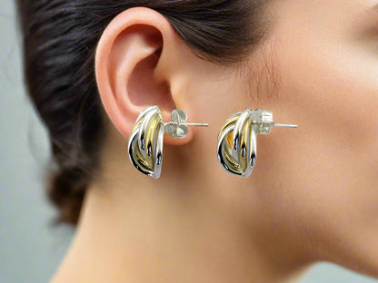 Two-Tone Earrings Sterling Silver and Tumbaga