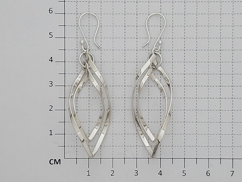 Sterling Silver Earrings with Movable Bent Almonds