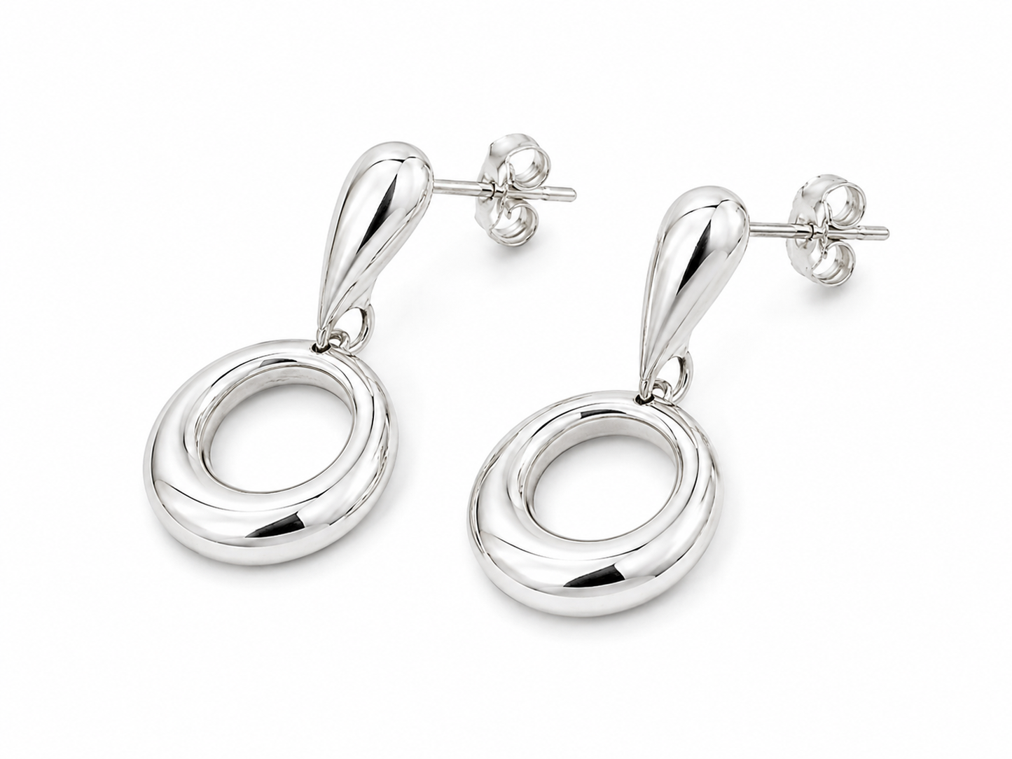 Sterling Silver Dona Earring with Die-Cut Drop