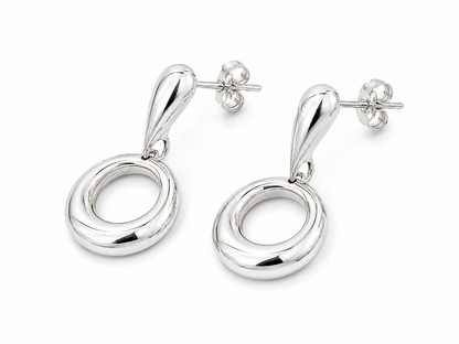 Sterling Silver Dona Earring with Die-Cut Drop