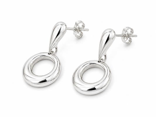Sterling Silver Dona Earring with Die-Cut Drop