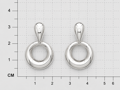 Sterling Silver Dona Earring with Die-Cut Drop
