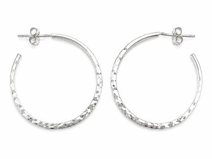 Medium Flat Hammered Sterling Silver Earrings