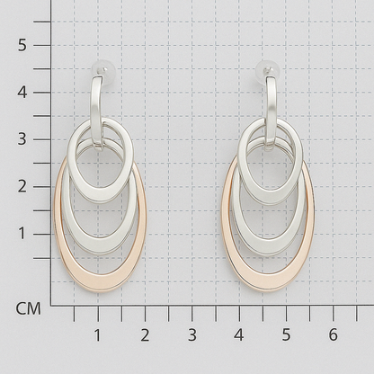 Sterling Silver Hammered Earring with Triple Ovalo