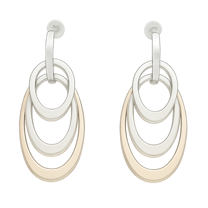 Sterling Silver Hammered Earring with Triple Ovalo