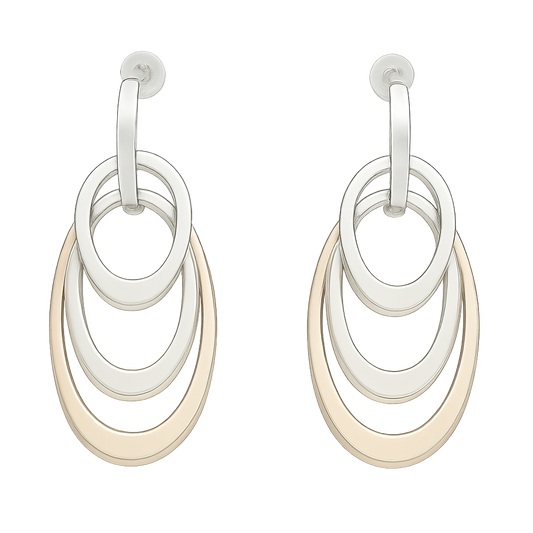 Sterling Silver Hammered Earring with Triple Ovalo