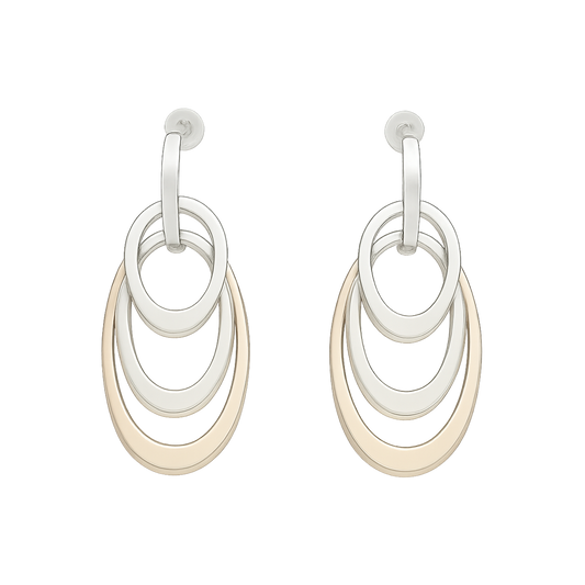 Sterling Silver Hammered Earring with Triple Ovalo