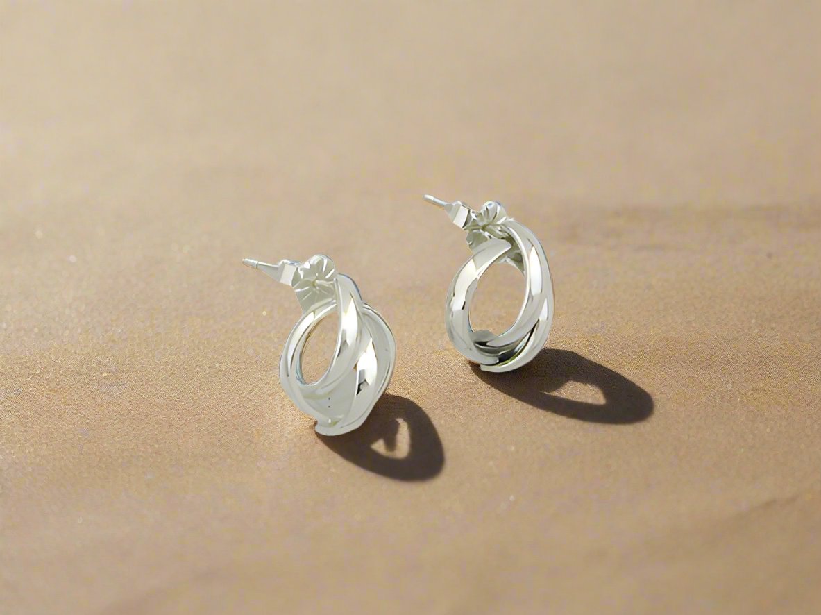 Sterling Silver Half-Round Hoop Earrings