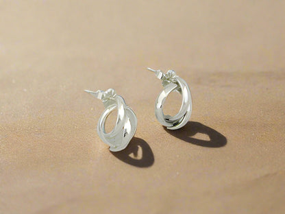 Sterling Silver Half-Round Hoop Earrings