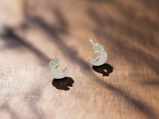 Sterling Silver Mini Gloss Moon Earrings