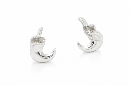 Sterling Silver Mini Gloss Moon Earrings