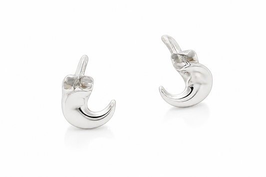 Sterling Silver Mini Gloss Moon Earrings