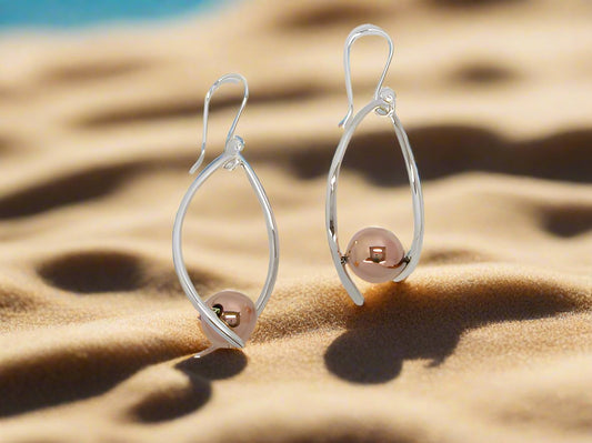 Sterling Silver Silhouette Earring with Copper Ball