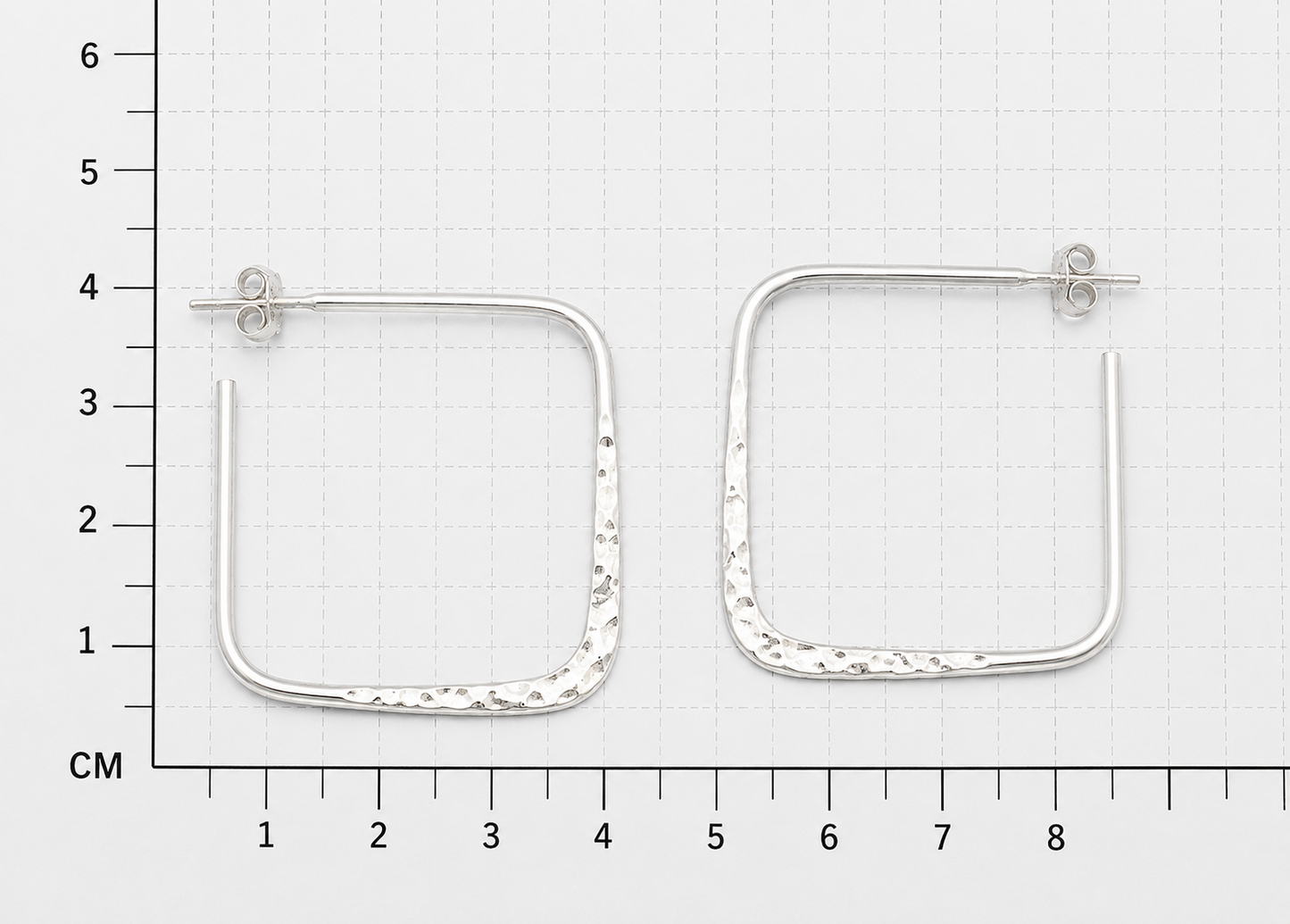 Sterling Silver Square Hammered Earrings